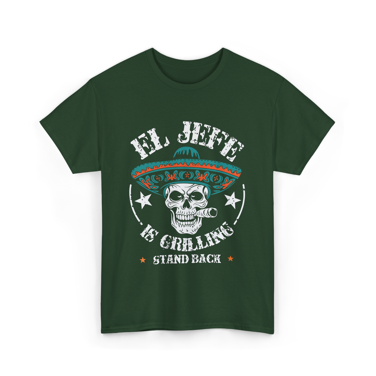 El Jefe Is Grilling BBQ T-Shirt - Forest Green