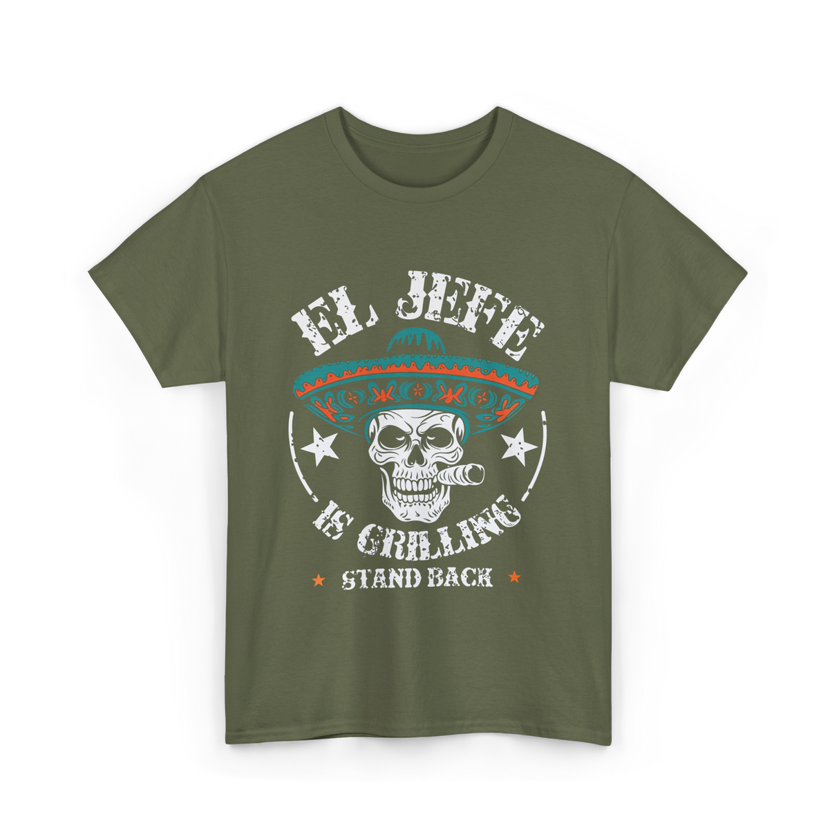 El Jefe Is Grilling BBQ T-Shirt - Military Green