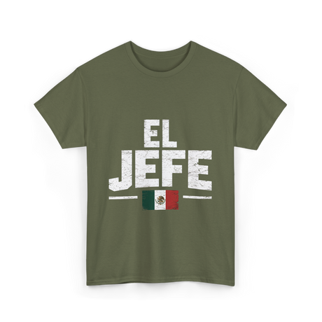 El Jefe Mexican Flag Mexico T-Shirt - Military Green