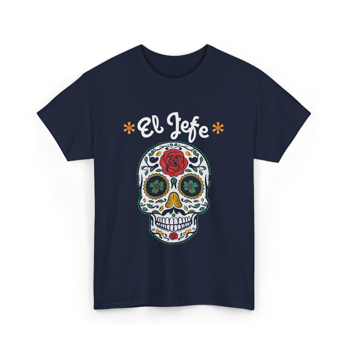 El Jefe Sugar Skull Art T-Shirt - Navy