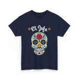 El Jefe Sugar Skull Art T-Shirt - Navy