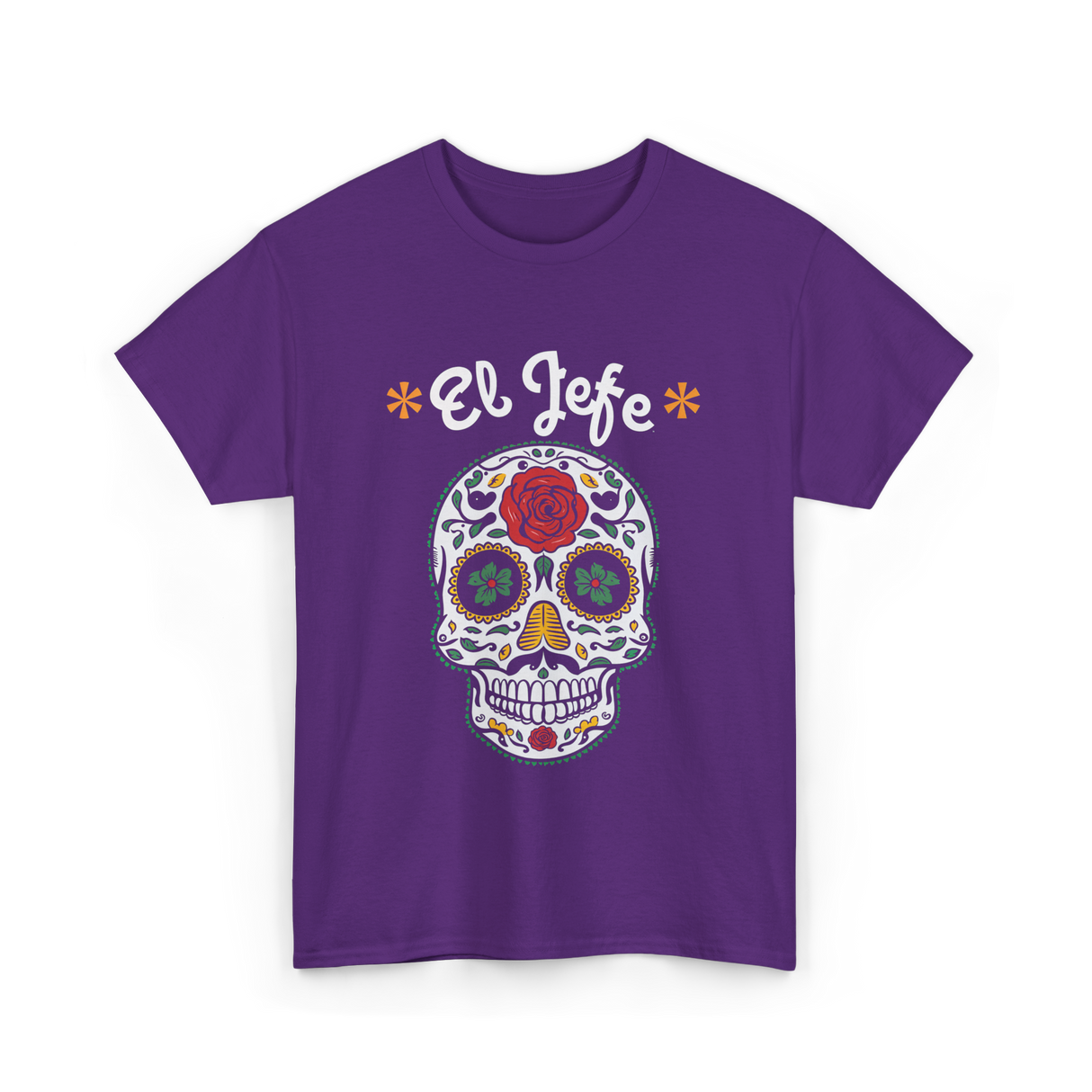 El Jefe Sugar Skull Art T-Shirt - Purple