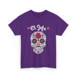 El Jefe Sugar Skull Art T-Shirt - Purple