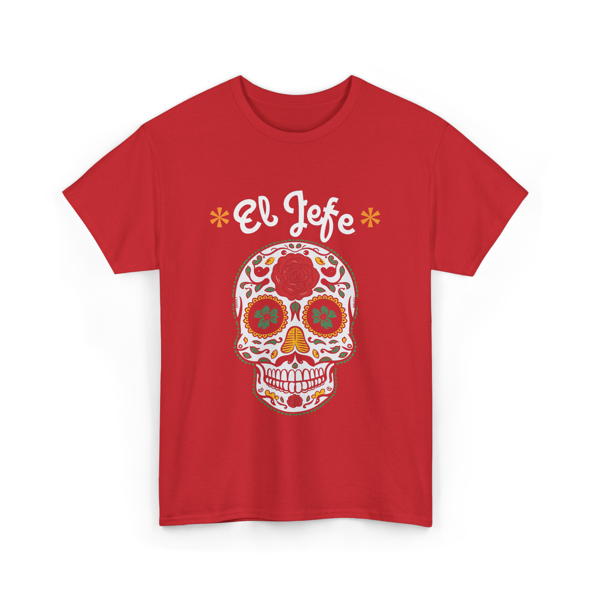 El Jefe Sugar Skull Art T-Shirt - Red