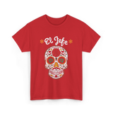 El Jefe Sugar Skull Art T-Shirt - Red