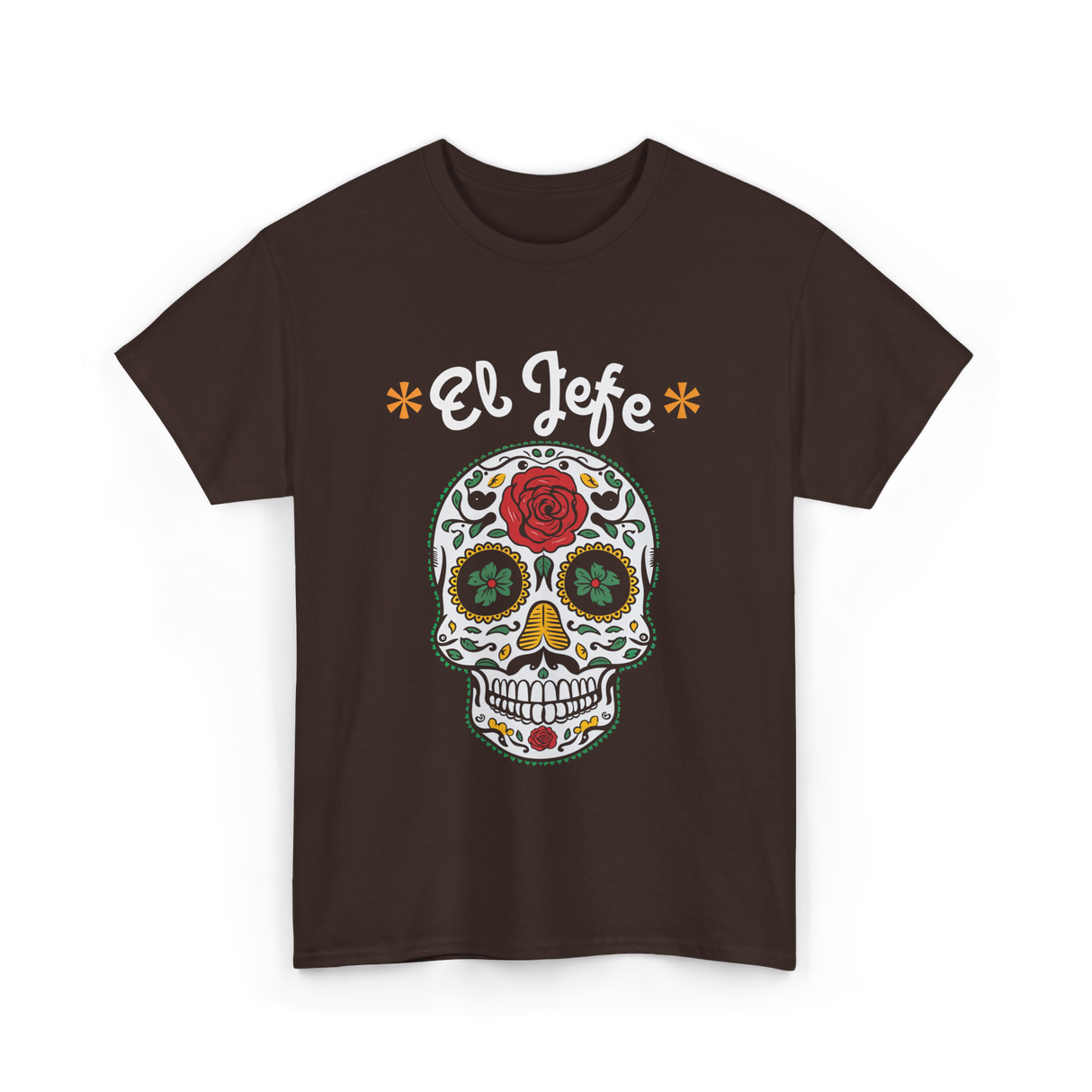 El Jefe Sugar Skull Art T-Shirt - Dark Chocolate