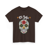 El Jefe Sugar Skull Art T-Shirt - Dark Chocolate