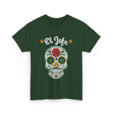 El Jefe Sugar Skull Art T-Shirt - Forest Green