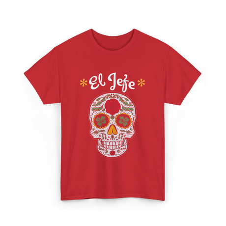 El Jefe Sugar Skull Calavera T-Shirt - Red