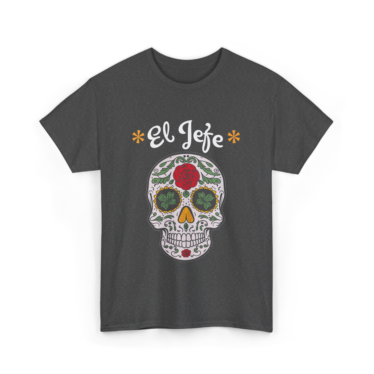 El Jefe Sugar Skull Calavera T-Shirt - Dark Heather