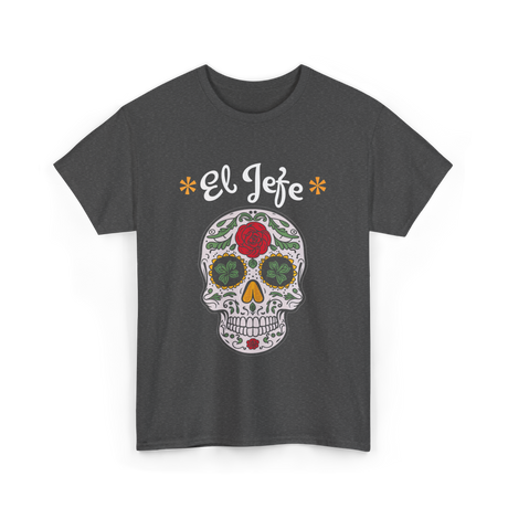 El Jefe Sugar Skull Calavera T-Shirt - Dark Heather