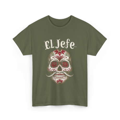 El Jefe Sugar Skull Celebration T-Shirt - Military Green