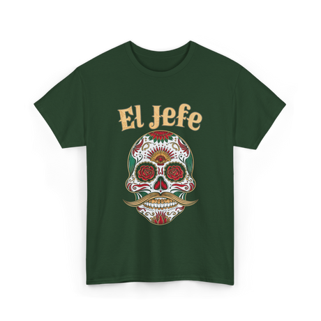 El Jefe Sugar Skull Culture T-Shirt - Forest Green