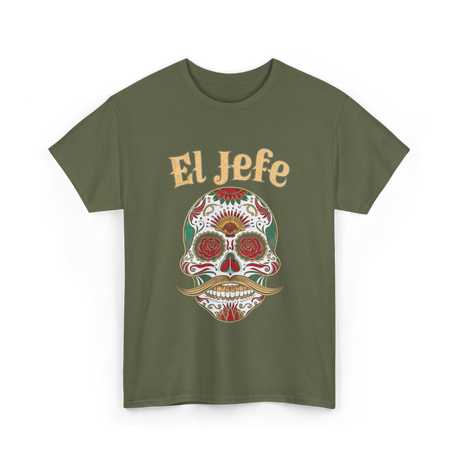 El Jefe Sugar Skull Culture T-Shirt - Military Green