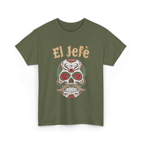 El Jefe Sugar Skull Culture T-Shirt - Military Green