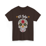 El Jefe Sugar Skull Dia De Los Muertos T-Shirt - Dark Chocolate