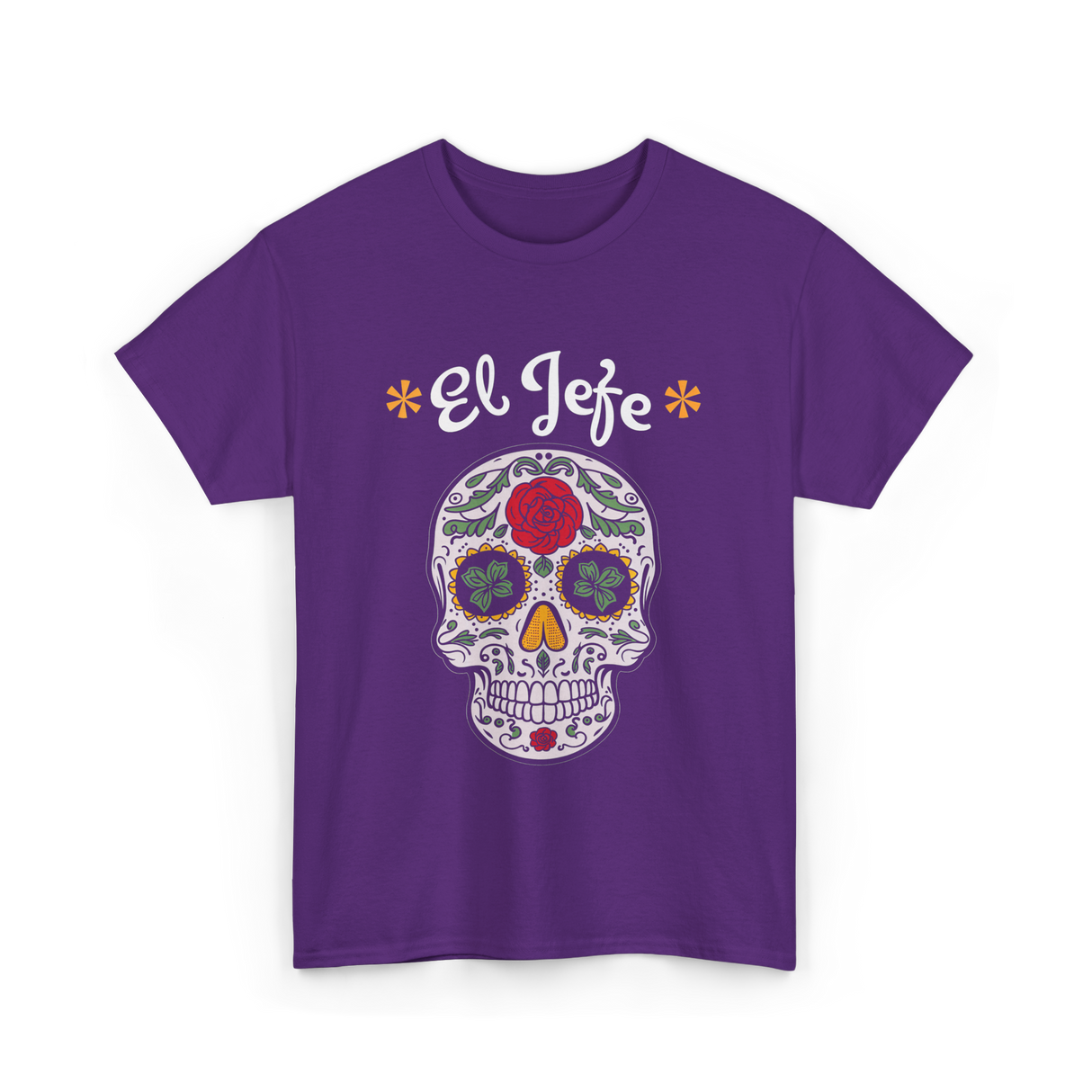 El Jefe Sugar Skull Dia De Los Muertos T-Shirt - Purple