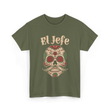 El Jefe Sugar Skull T-Shirt - Military Green