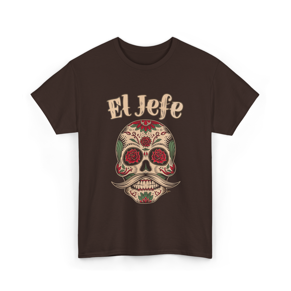 El Jefe Sugar Skull T-Shirt - Dark Chocolate