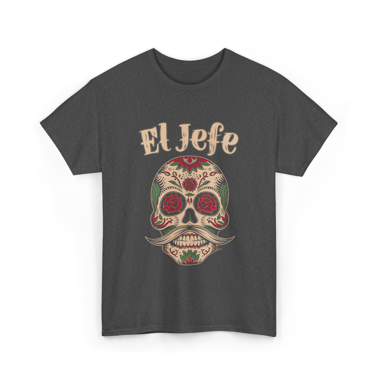 El Jefe Sugar Skull T-Shirt - Dark Heather