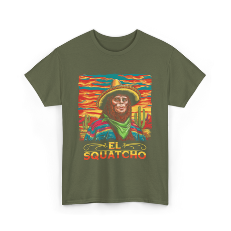 El Squatcho Bigfoot Sasquatch T-Shirt - Military Green