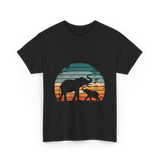 Elephant Family Silhouette Nature T-Shirt - Black