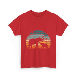 Elephant Family Silhouette Nature T-Shirt - Red