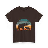 Elephant Family Silhouette Nature T-Shirt - Dark Chocolate