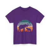 Elephant Family Silhouette Nature T-Shirt - Purple