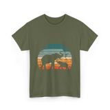 Elephant Family Silhouette Nature T-Shirt - Military Green