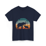Elephant Family Silhouette Nature T-Shirt - Navy