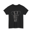 Elephant Portrait Line Art Elephant T-Shirt - Black