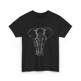 Elephant Portrait Line Art Elephant T-Shirt - Black