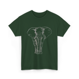 Elephant Portrait Line Art Elephant T-Shirt - Forest Green