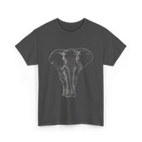 Elephant Portrait Line Art Elephant T-Shirt - Dark Heather