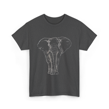 Elephant Portrait Line Art Elephant T-Shirt - Dark Heather