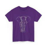 Elephant Portrait Line Art Elephant T-Shirt - Purple