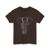 Elephant Portrait Line Art Elephant T-Shirt - Dark Chocolate