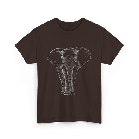 Elephant Portrait Line Art Elephant T-Shirt - Dark Chocolate