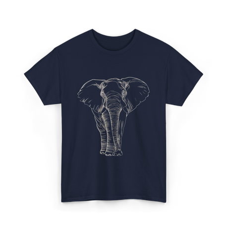 Elephant Portrait Line Art Elephant T-Shirt - Navy