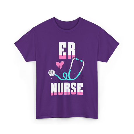 ER Nurse Stethoscope Nursing T-Shirt - Purple