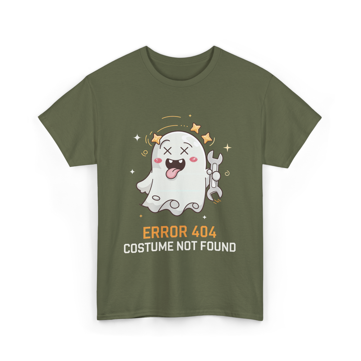 Error 404 Costume Ghost Halloween T-Shirt - Military Green