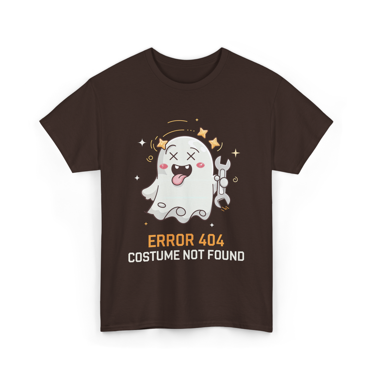 Error 404 Costume Ghost Halloween T-Shirt - Dark Chocolate