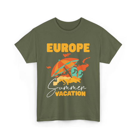 Europe Summer Vacation Travel T-Shirt - Military Green