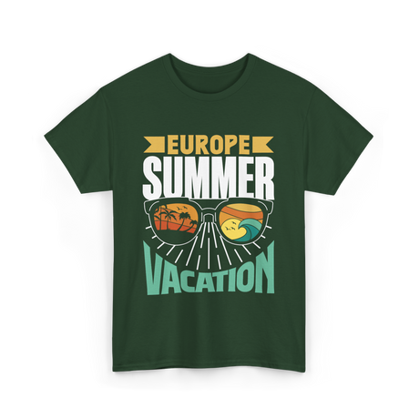 Europe Summer Vacation Travel T-Shirt - Forest Green