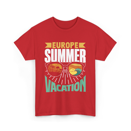 Europe Summer Vacation Travel T-Shirt - Red