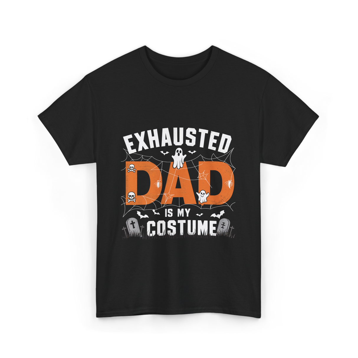 Exhausted Dad Costume Halloween Dad T-Shirt - Black