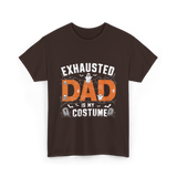 Exhausted Dad Costume Halloween Dad T-Shirt - Dark Chocolate