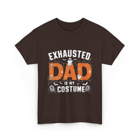 Exhausted Dad Costume Halloween Dad T-Shirt - Dark Chocolate