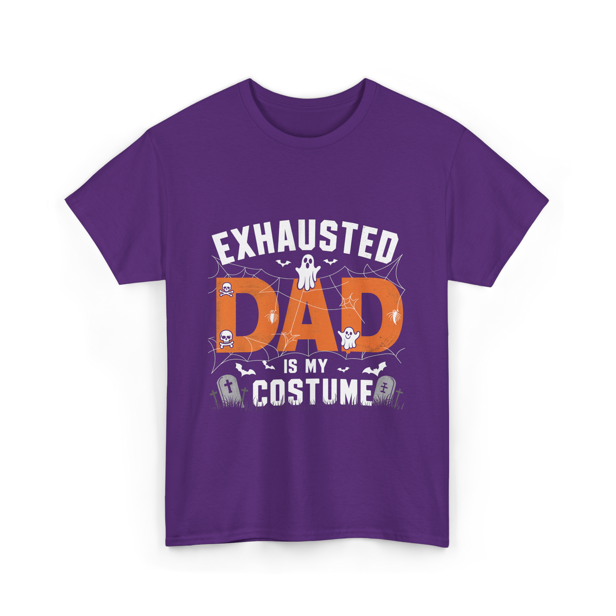 Exhausted Dad Costume Halloween Dad T-Shirt - Purple